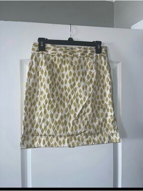 J. Crew Yellow and White Printed Mini Skirt